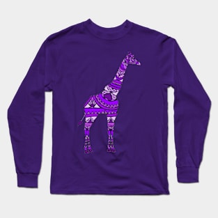 Purple Giraffe Awareness Ribbon Mandala Long Sleeve T-Shirt